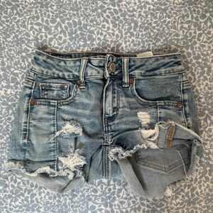 American Eagle Outfitters Light Blue Distressed Denim Cutoff Shorts